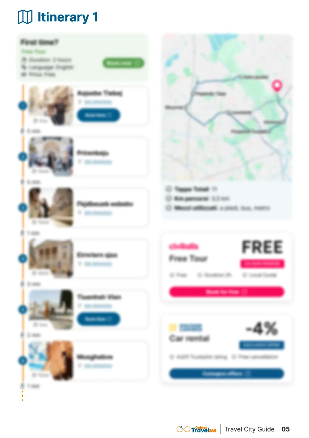 Ready-to-use itineraries by areas and days